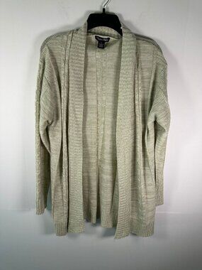 Evelyn Taylor Cardigan Womens 1X Open Front Cable Knit Long